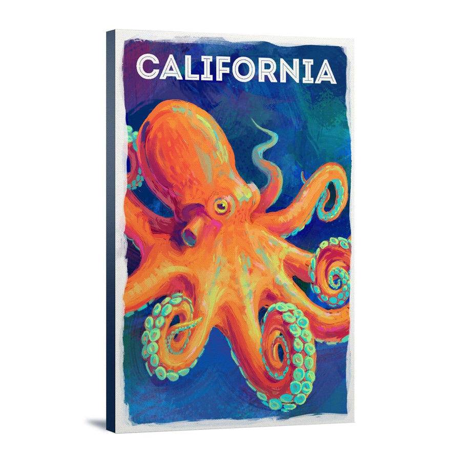 California, Vivid, Octopus, Stretched Canvas Canvas Lantern Press 