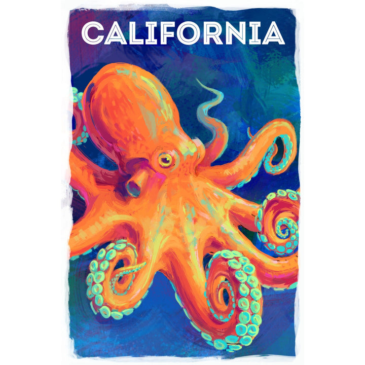 California, Vivid, Octopus, Stretched Canvas Canvas Lantern Press 