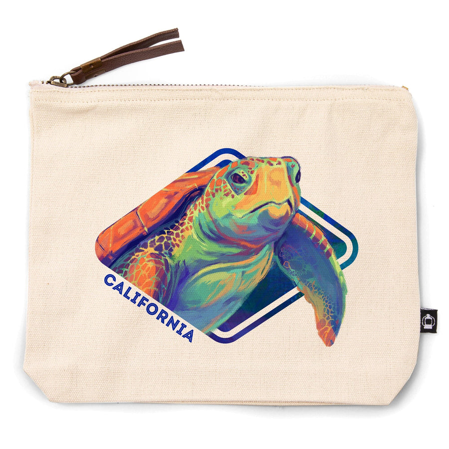 California, Vivid, Sea Turtle,, Organic Cotton Zipper Pouch, Go Bag Totes Lantern Press 