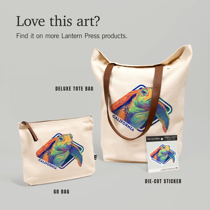California, Vivid, Sea Turtle,, Organic Cotton Zipper Pouch, Go Bag Totes Lantern Press 