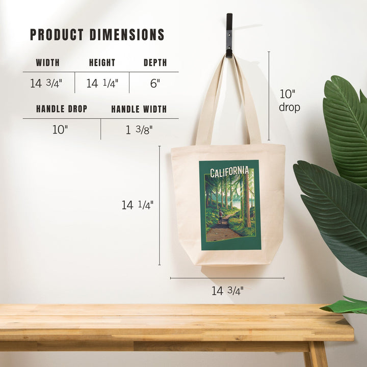 California, Walk In The Woods, Day Hike, Contour, Tote Bag Totes Lantern Press 