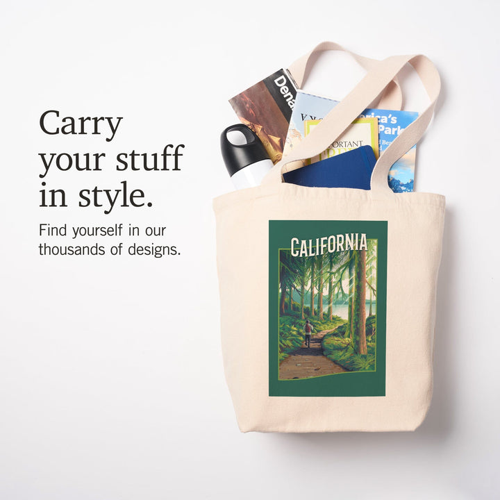 California, Walk In The Woods, Day Hike, Contour, Tote Bag Totes Lantern Press 