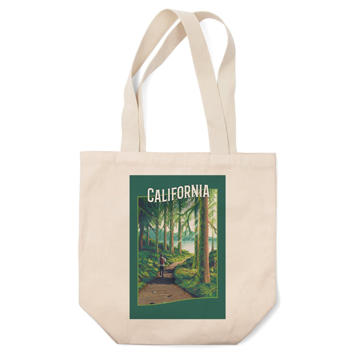 California, Walk In The Woods, Day Hike, Contour, Tote Bag Totes Lantern Press 