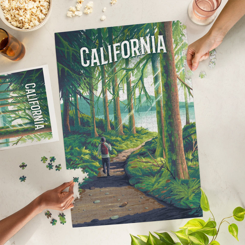 California, Walk In The Woods, Day Hike, Jigsaw Puzzle Puzzle Lantern Press 