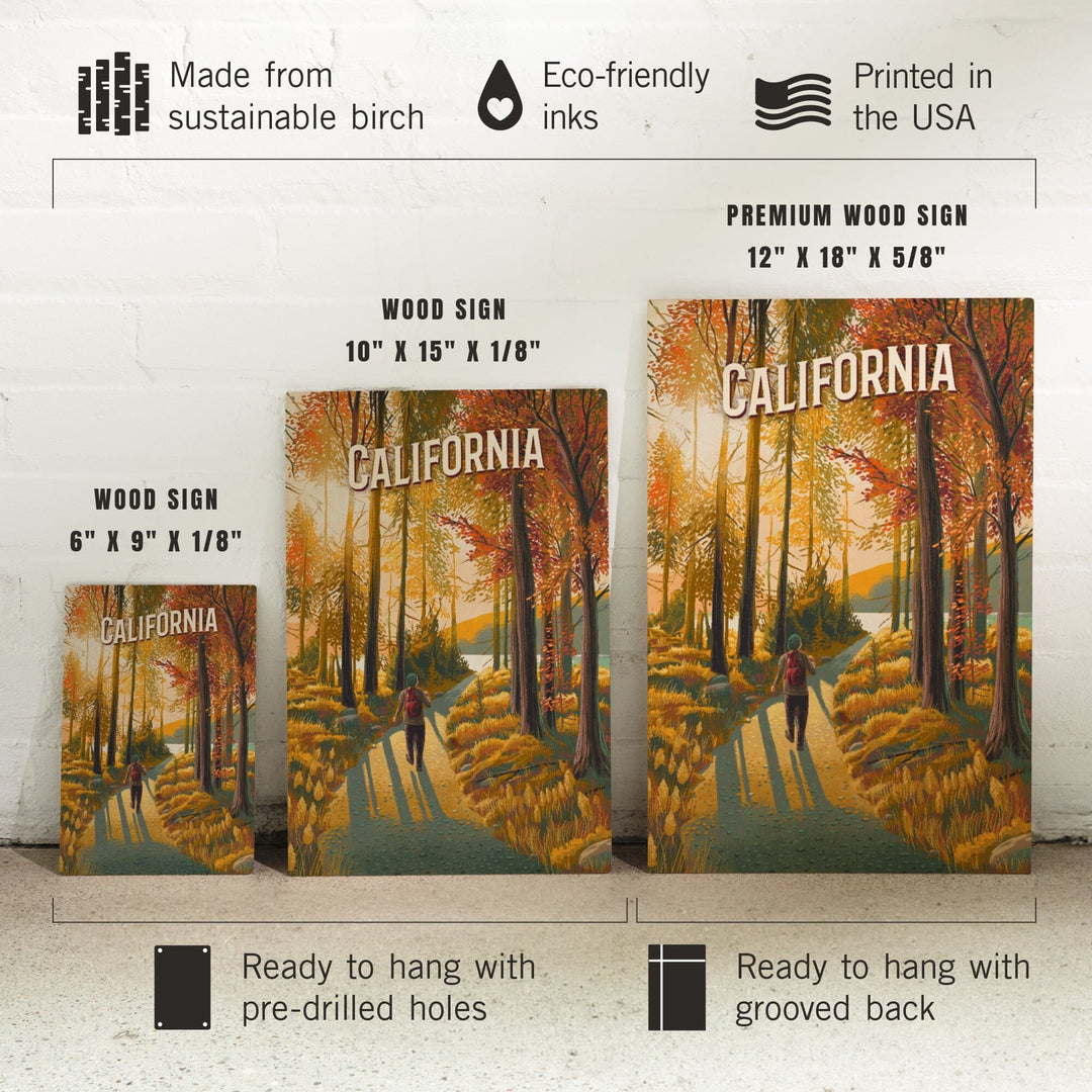 California Walk In The Woods Day Hike, Wood Signs and Postcards Wood Lantern Press 