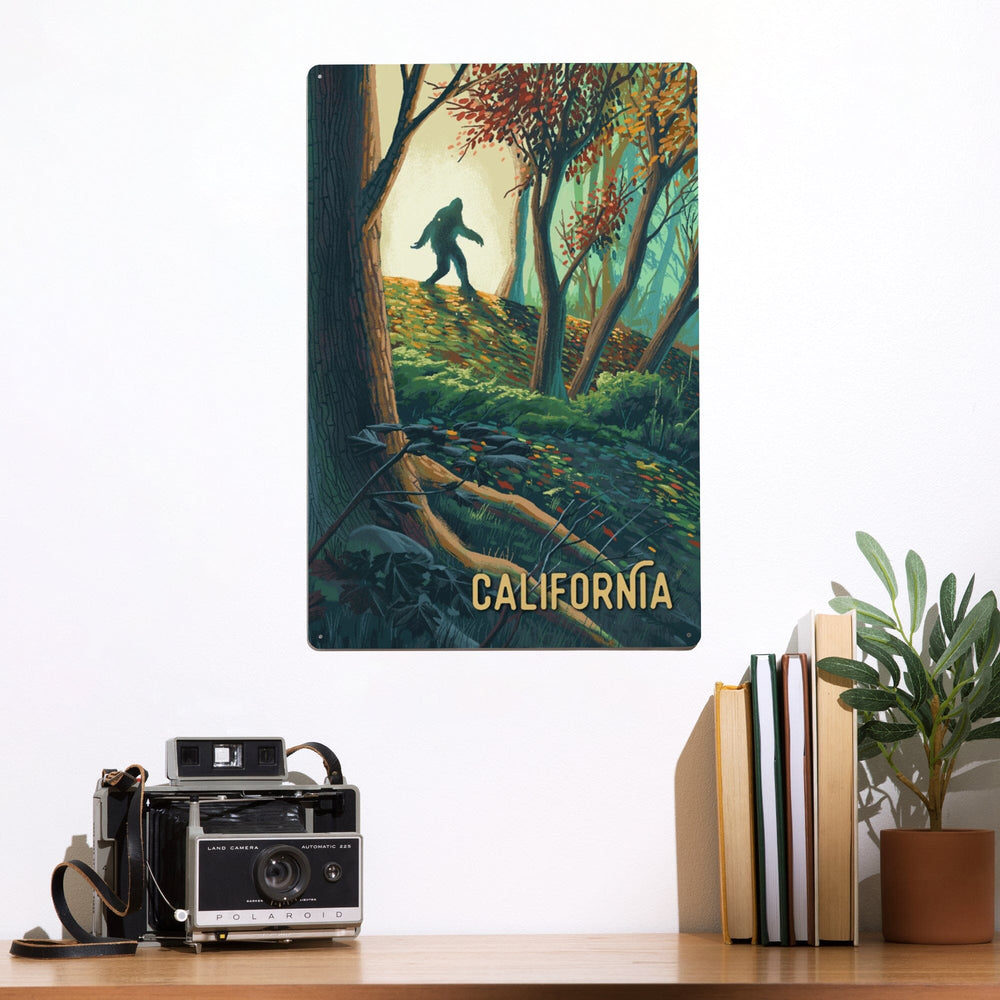 California, Wanderer, Bigfoot in Forest, Metal Signs Metal Lantern Press 