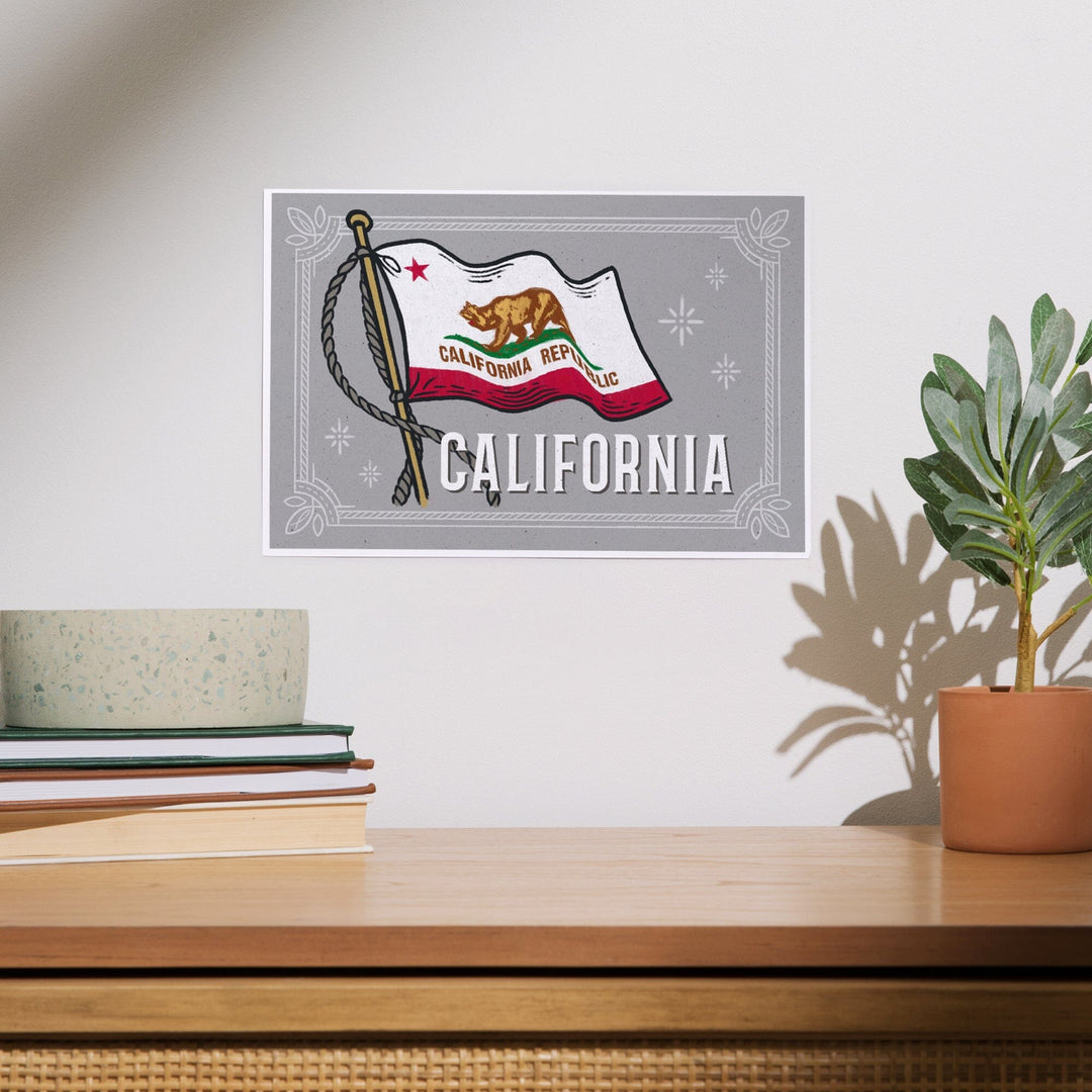 California, Waving State Flag, State Series, Art & Giclee Prints - Lantern Press