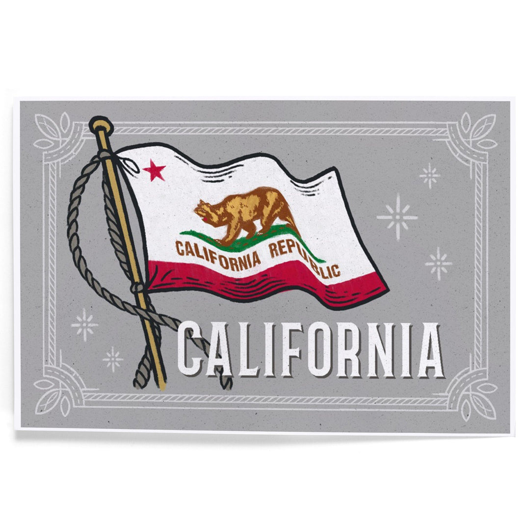 California, Waving State Flag, State Series, Art & Giclee Prints - Lantern Press