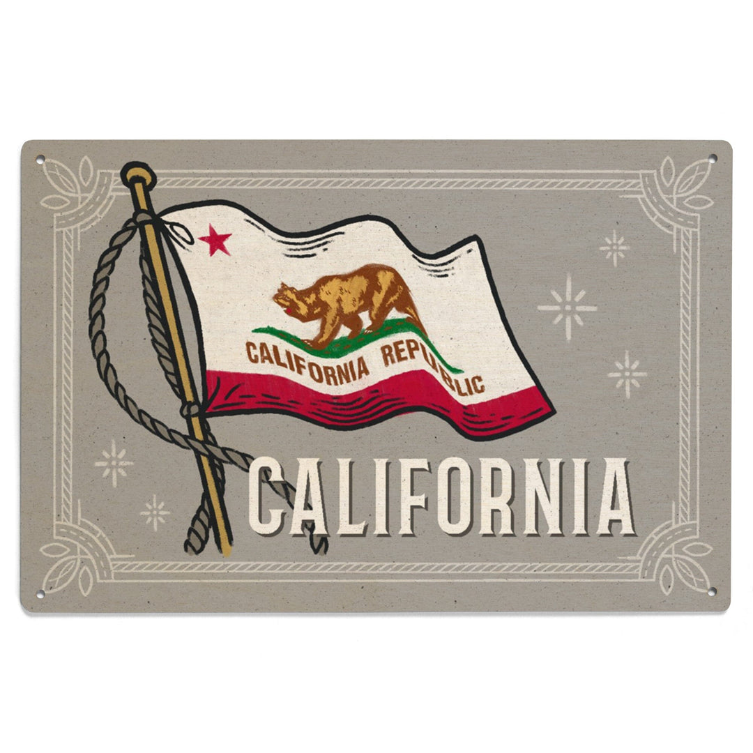 California, Waving State Flag, State Series - Lantern Press