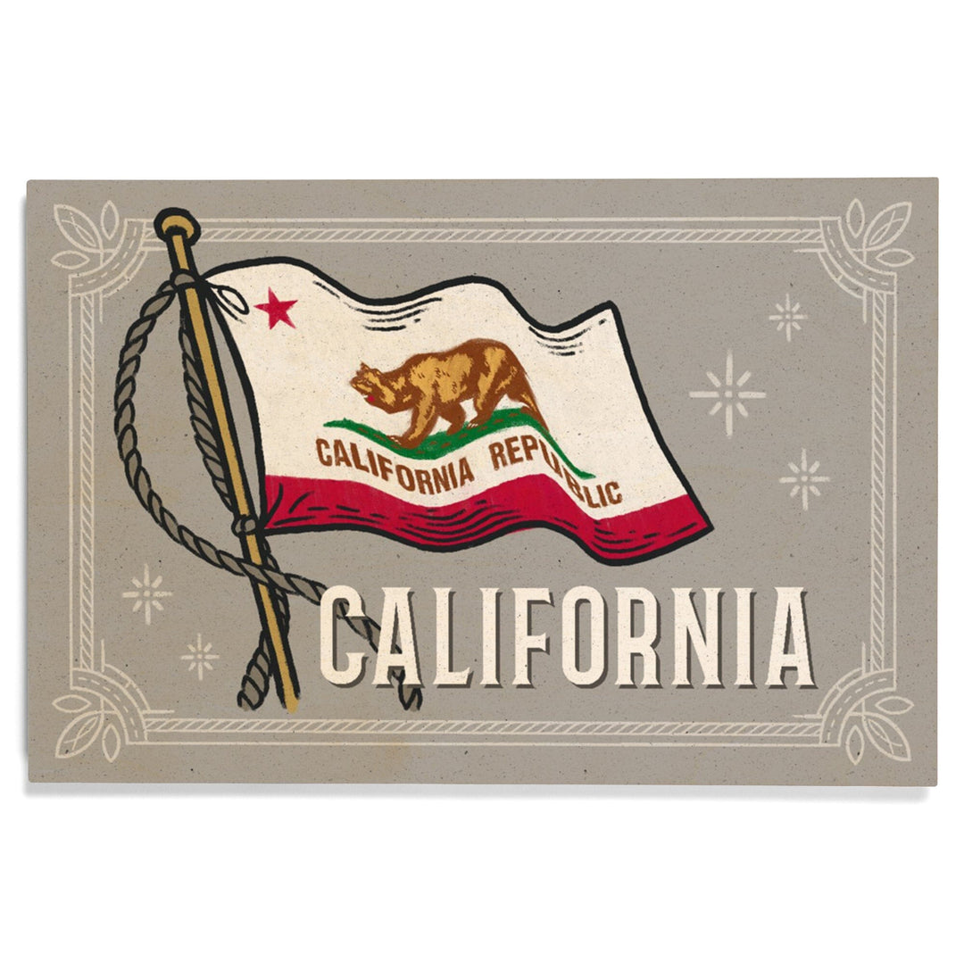 California, Waving State Flag, State Series - Lantern Press