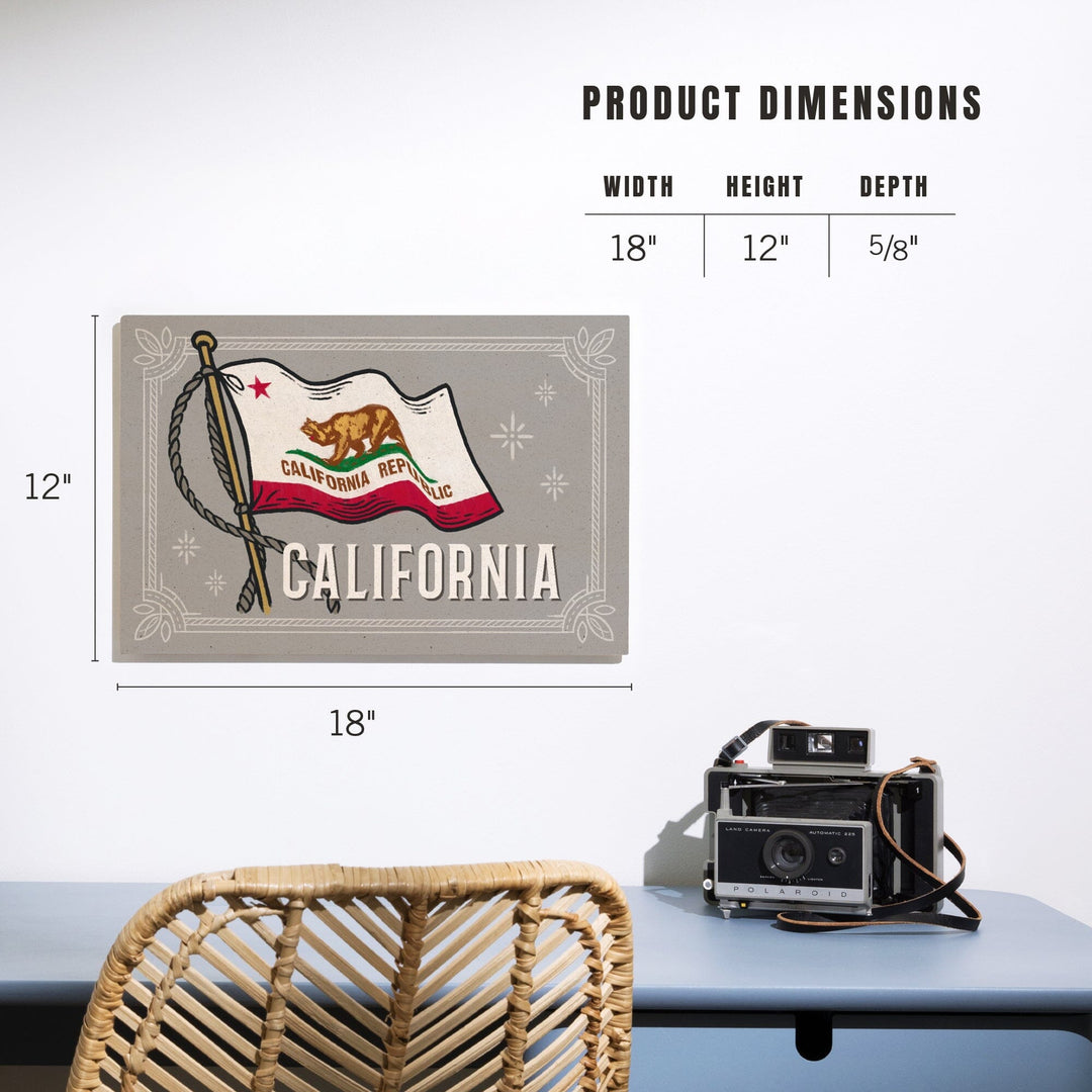 California, Waving State Flag, State Series - Lantern Press