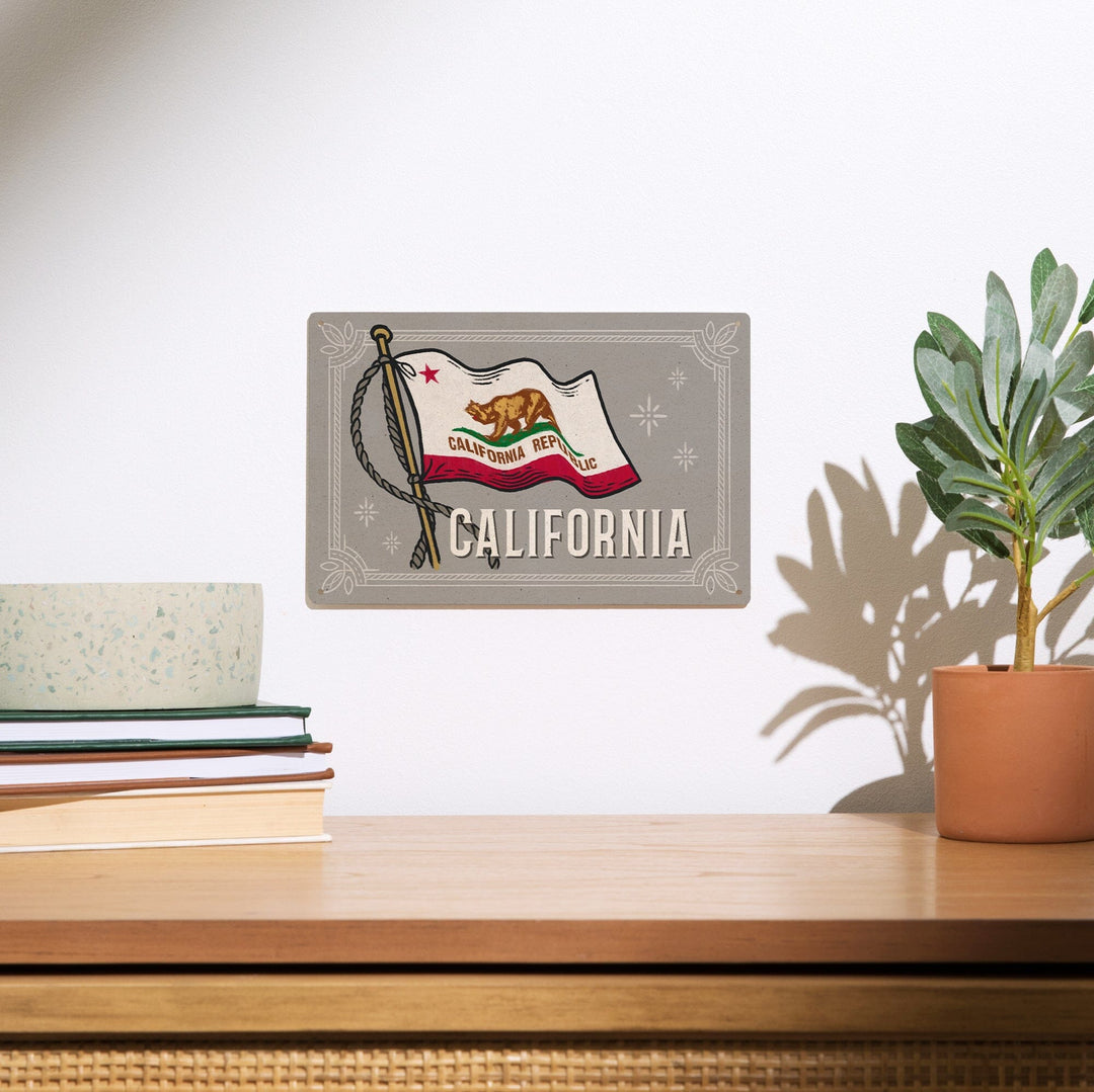 California, Waving State Flag, State Series - Lantern Press