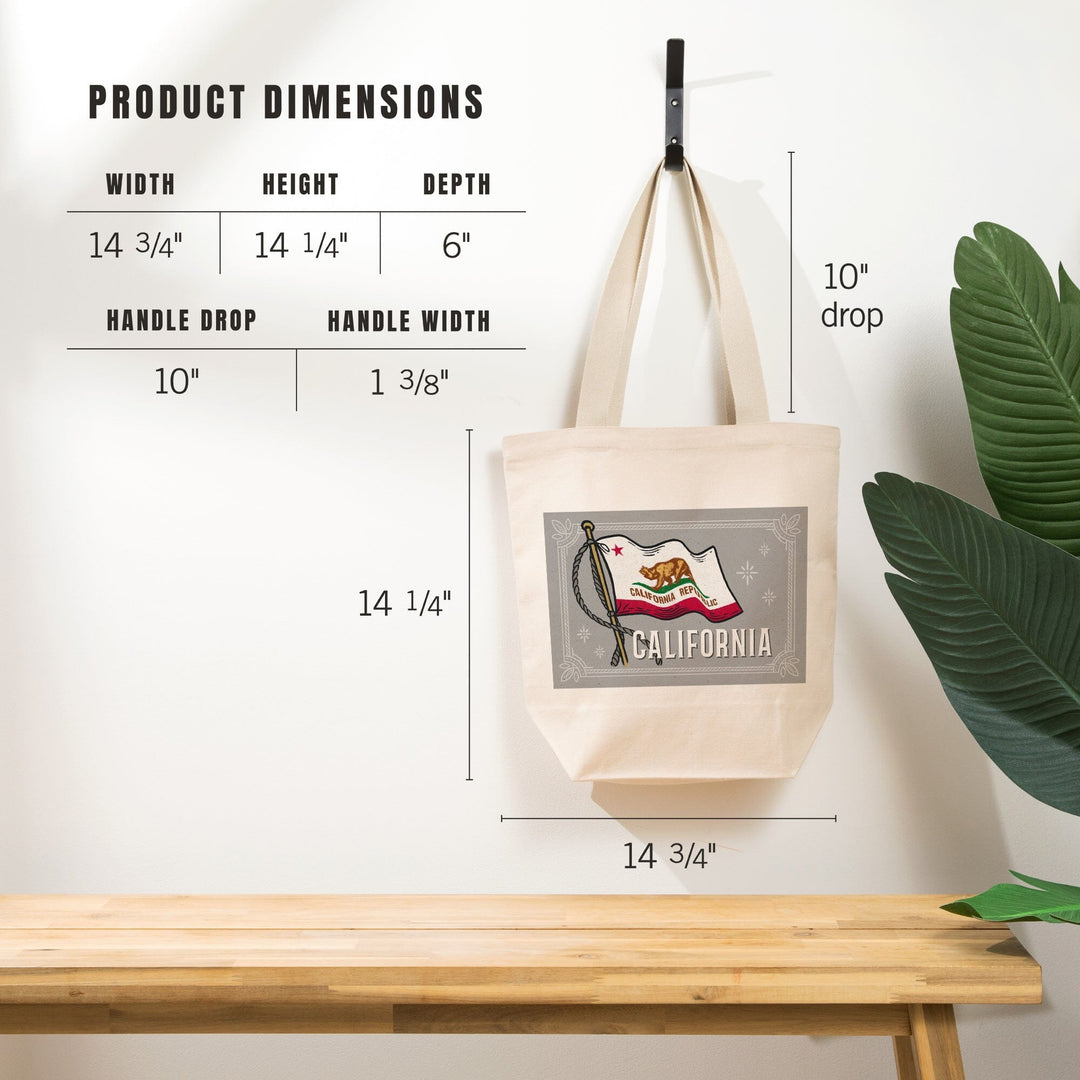 California Waving State Flag, Tote Bag Totes Lantern Press 