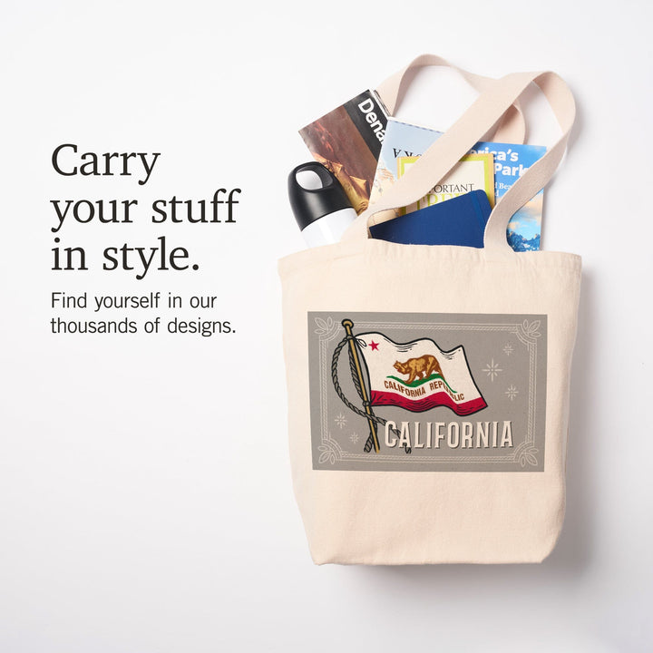 California Waving State Flag, Tote Bag Totes Lantern Press 