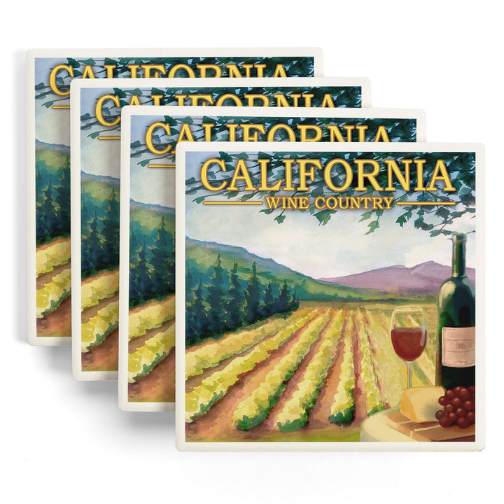 California, Wine Country, Lantern Press Artwork, Coaster Set - Lantern Press