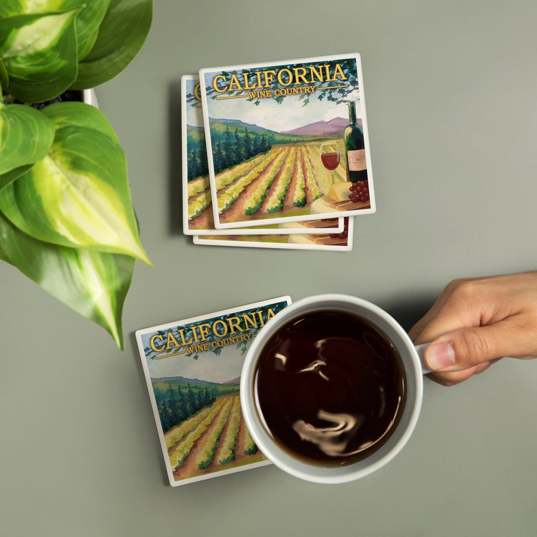 California, Wine Country, Lantern Press Artwork, Coaster Set - Lantern Press