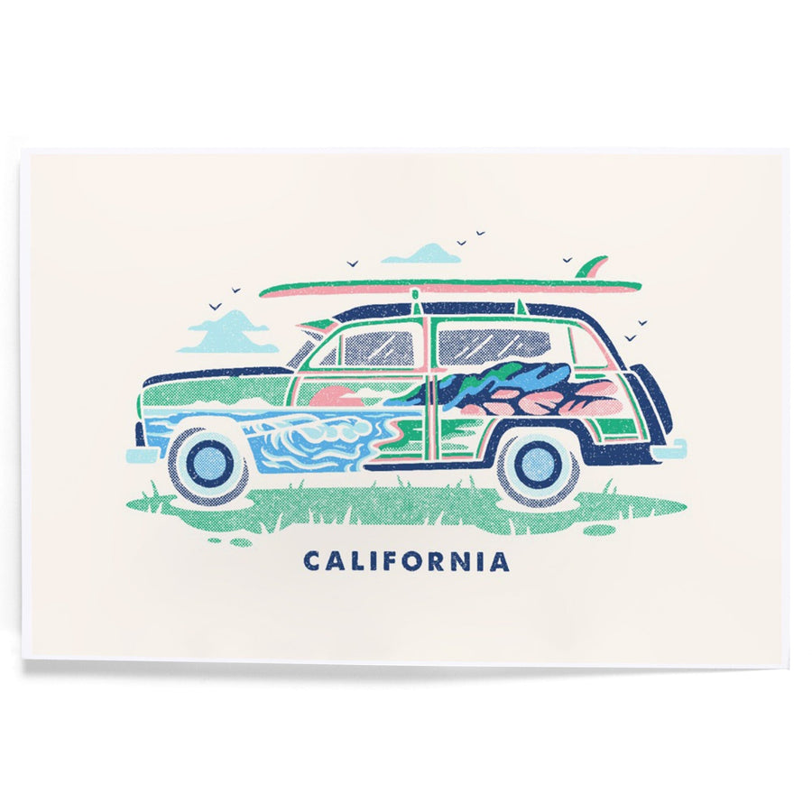 California, Woody sans Palm Tree, Distressed Vector, Art & Giclee Prints Art Lantern Press 