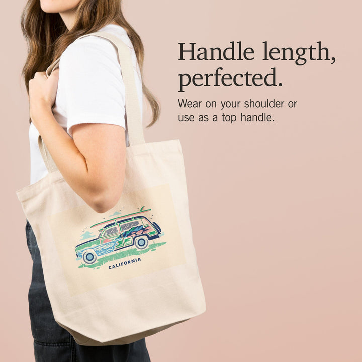 California, Woody sans Palm Tree, Distressed Vector, Tote Bag Totes Lantern Press 