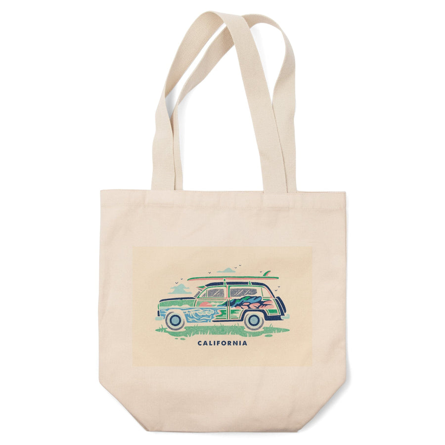 California, Woody sans Palm Tree, Distressed Vector, Tote Bag Totes Lantern Press 