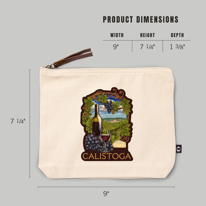 Calistoga, California, Pinot Noir,, Organic Cotton Zipper Pouch, Go Bag Totes Lantern Press 