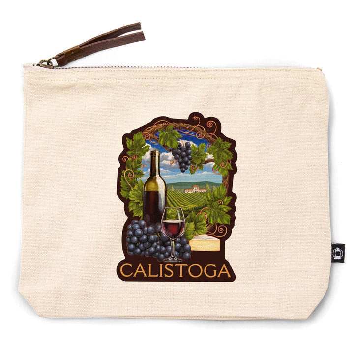 Calistoga, California, Pinot Noir,, Organic Cotton Zipper Pouch, Go Bag Totes Lantern Press 