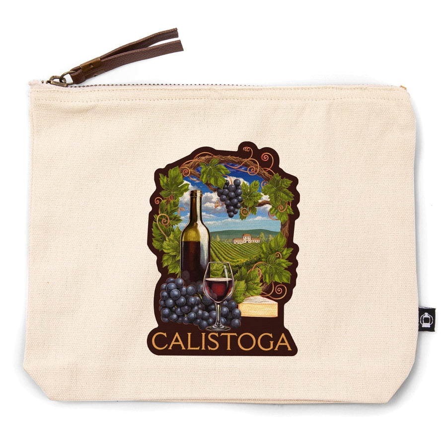 Calistoga, California, Pinot Noir,, Organic Cotton Zipper Pouch, Go Bag Totes Lantern Press 