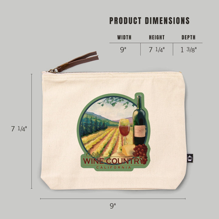 Calistoga, California, Wine Country,, Organic Cotton Zipper Pouch, Go Bag Totes Lantern Press 