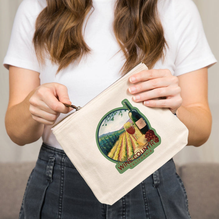Calistoga, California, Wine Country,, Organic Cotton Zipper Pouch, Go Bag Totes Lantern Press 