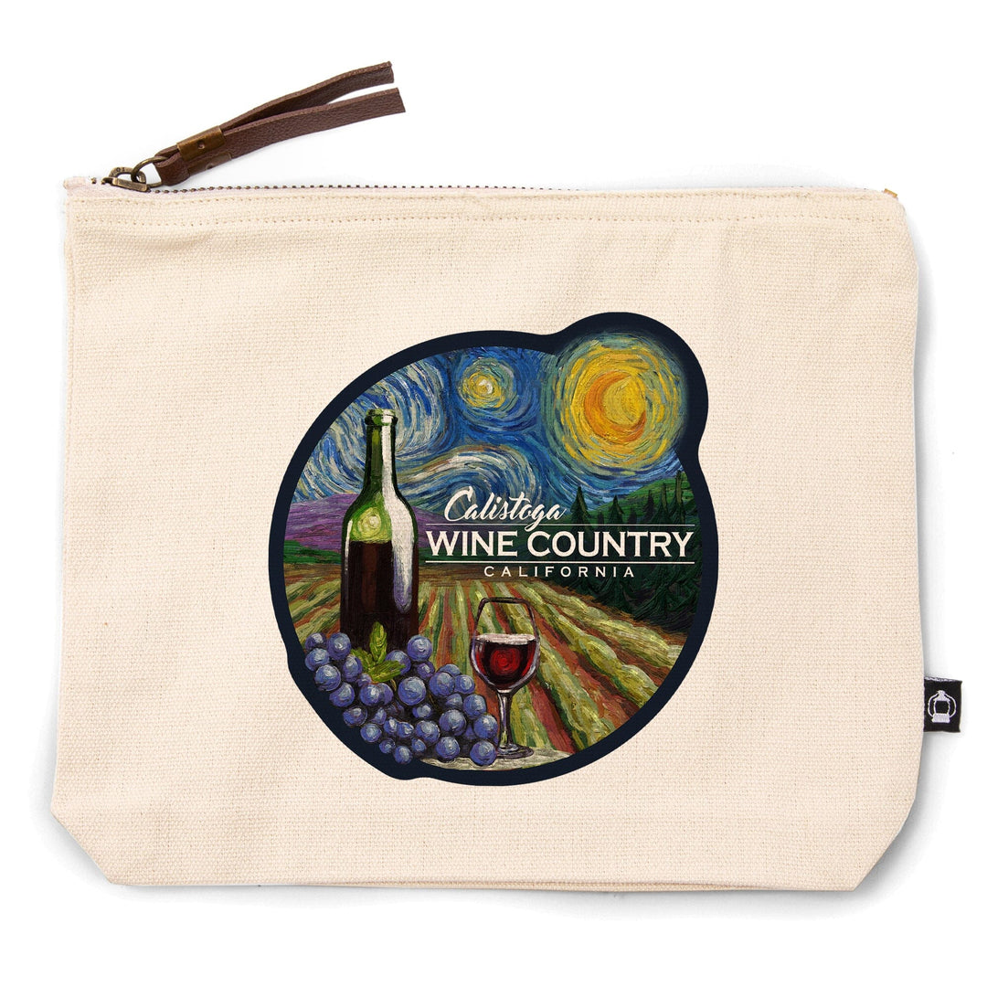 Calistoga, California, Wine Country, Vineyard, Starry Night,, Organic Cotton Zipper Pouch, Go Bag Totes Lantern Press 