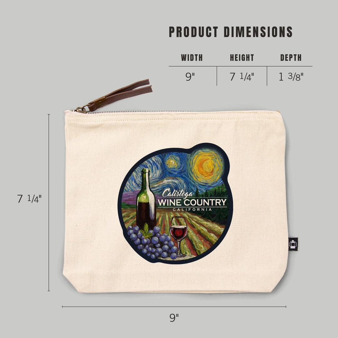 Calistoga, California, Wine Country, Vineyard, Starry Night,, Organic Cotton Zipper Pouch, Go Bag Totes Lantern Press 