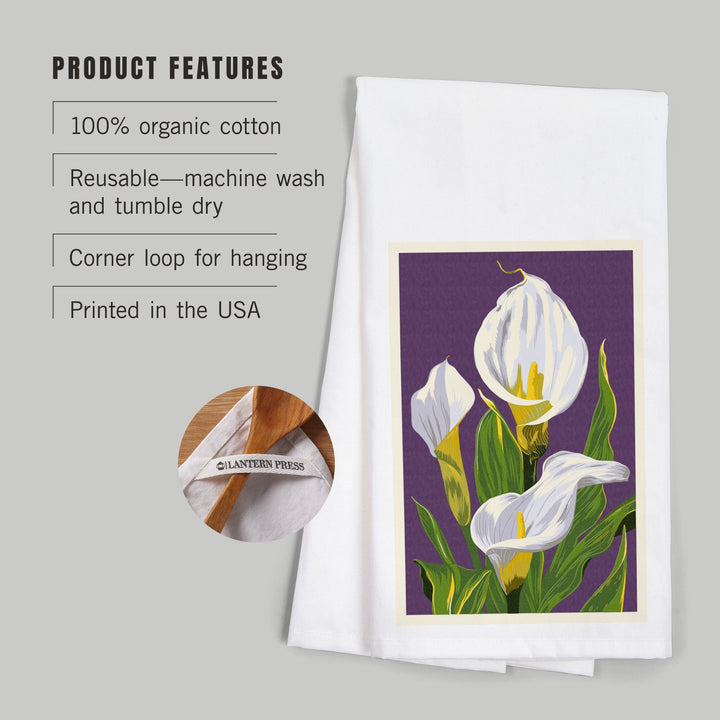 Calla Lily, Letterpress, Organic Cotton Kitchen Tea Towels Kitchen Lantern Press 