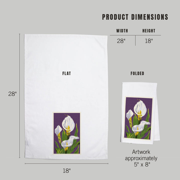 Calla Lily, Letterpress, Organic Cotton Kitchen Tea Towels Kitchen Lantern Press 
