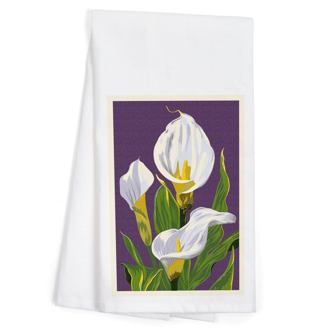 Calla Lily, Letterpress, Organic Cotton Kitchen Tea Towels Kitchen Lantern Press 
