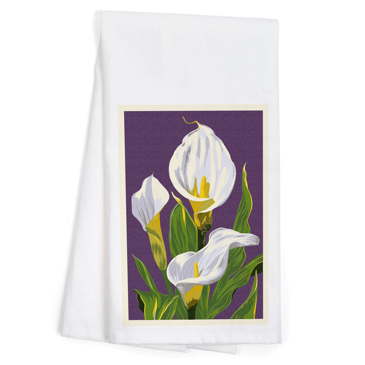 Calla Lily, Letterpress, Organic Cotton Kitchen Tea Towels Kitchen Lantern Press 