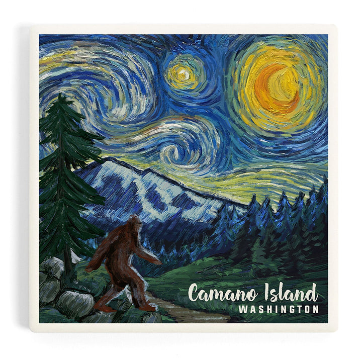 Camano Island, Washington, Bigfoot Country, Coasters Coasters Lantern Press Coaster 