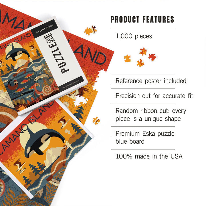 Camano Island, Washington, Marine Animals, Geometric, Jigsaw Puzzle Puzzle Lantern Press 