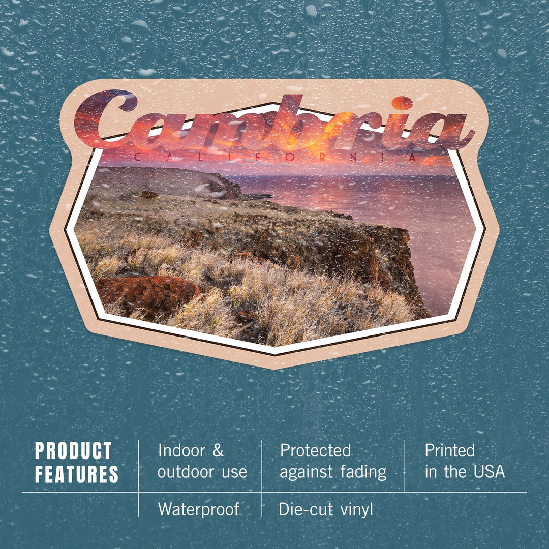 Cambria, California, Contour, Vinyl Sticker - Lantern Press