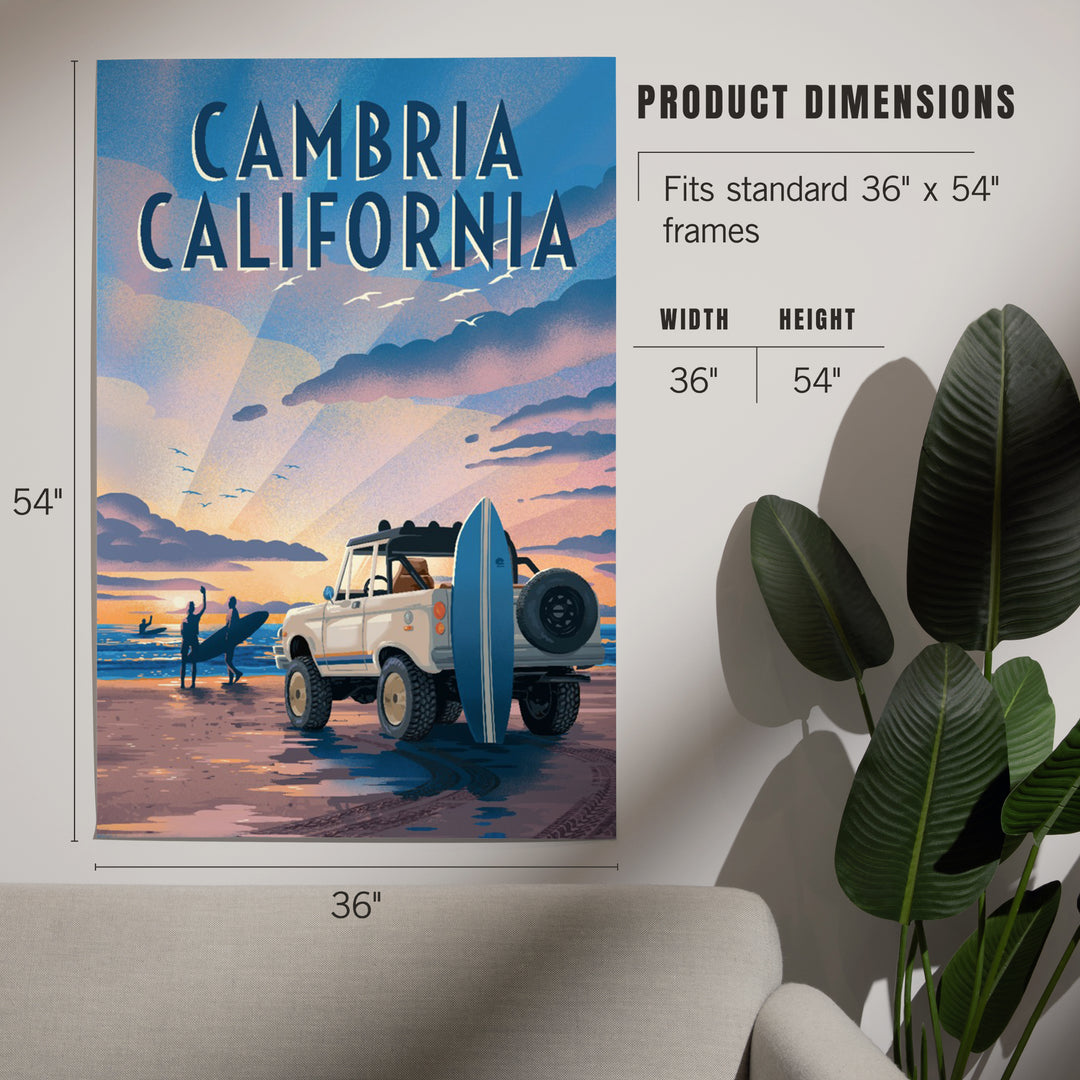 Cambria, California, Lithograph, Surfers on Beach, Art & Giclee Prints Art Lantern Press 