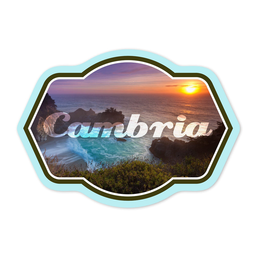 Cambria, California, McWay Cove, Contour, Vinyl Sticker - Lantern Press