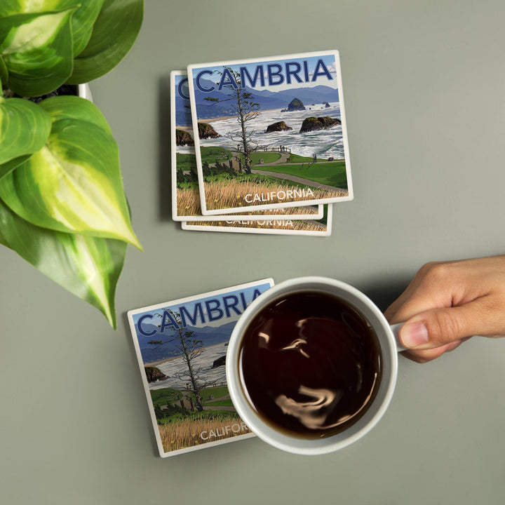 Cambria, California, Rocky Coastline, Coasters Coasters Lantern Press 