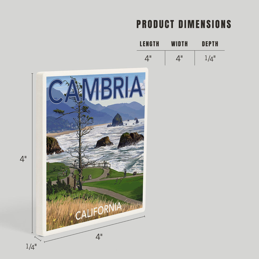 Cambria, California, Rocky Coastline, Coasters Coasters Lantern Press 