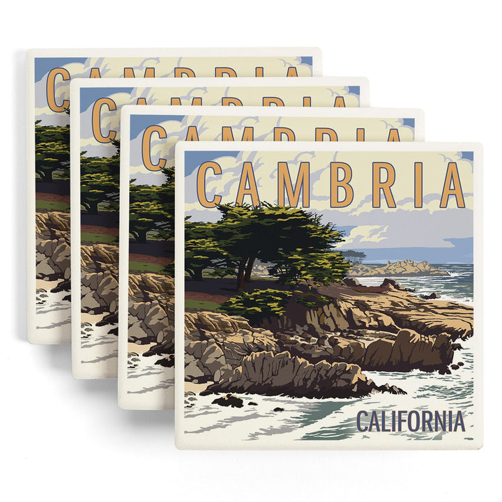 Cambria, California, Rocky Shore, Coasters Coasters Lantern Press 