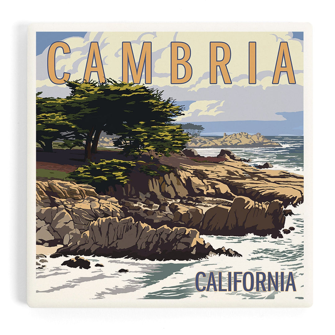 Cambria, California, Rocky Shore, Coasters Coasters Lantern Press 