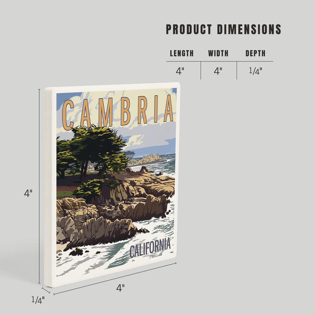 Cambria, California, Rocky Shore, Coasters Coasters Lantern Press 