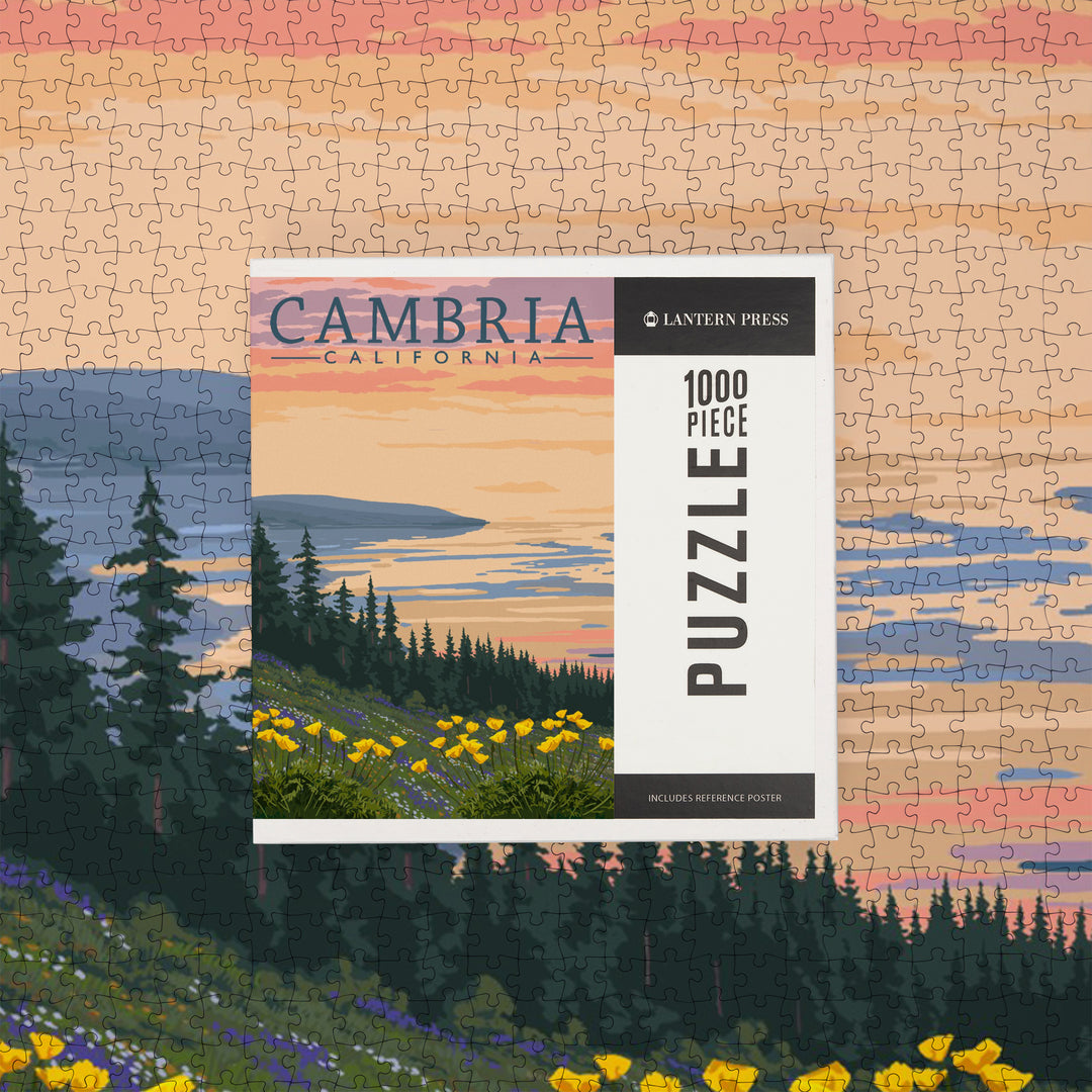 Cambria, California, Spring Flowers, Poppies, Jigsaw Puzzle Puzzle Lantern Press 