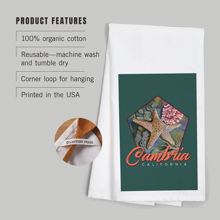 Cambria, California, Tidepool, Contour, Organic Cotton Kitchen Tea Towels - Lantern Press