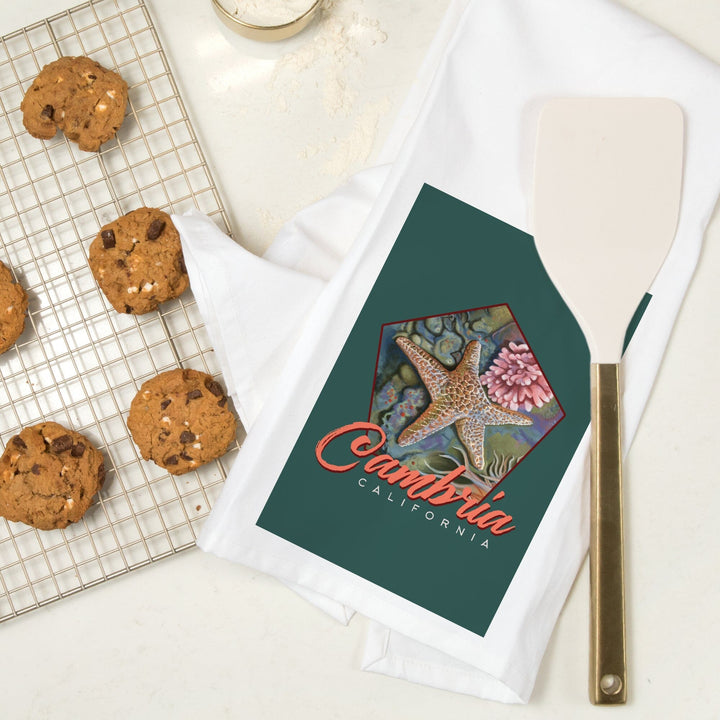 Cambria, California, Tidepool, Contour, Organic Cotton Kitchen Tea Towels Kitchen Lantern Press 