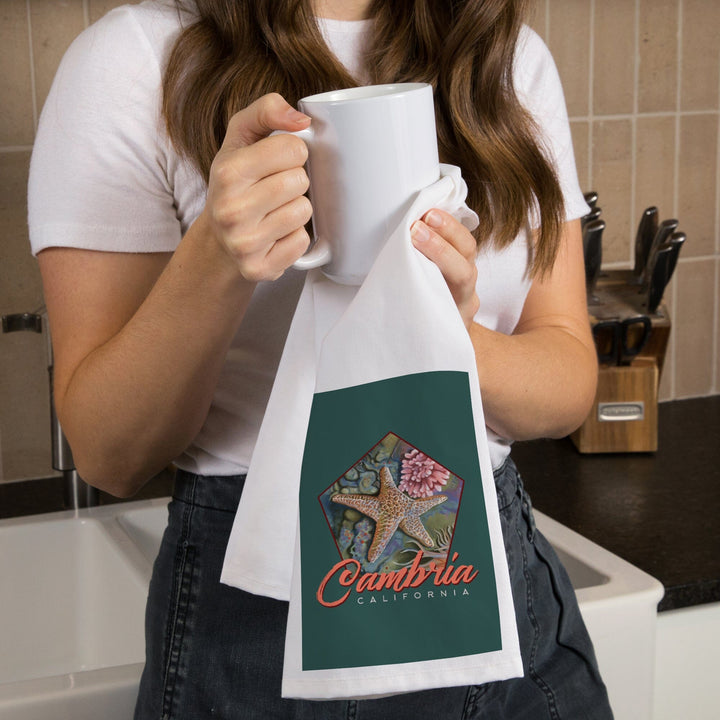 Cambria, California, Tidepool, Contour, Organic Cotton Kitchen Tea Towels Kitchen Lantern Press 