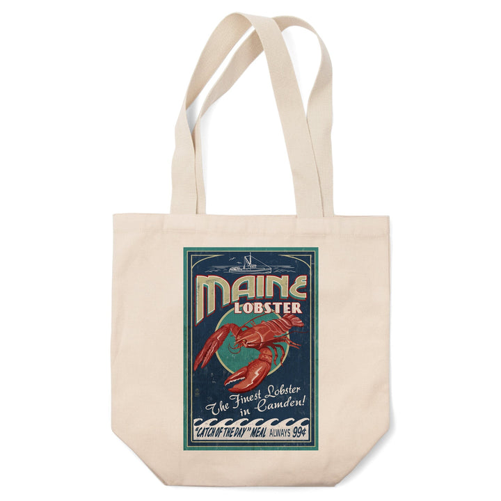 Camden, Maine, Lobster Vintage Sign, Tote Bag Totes Lantern Press 