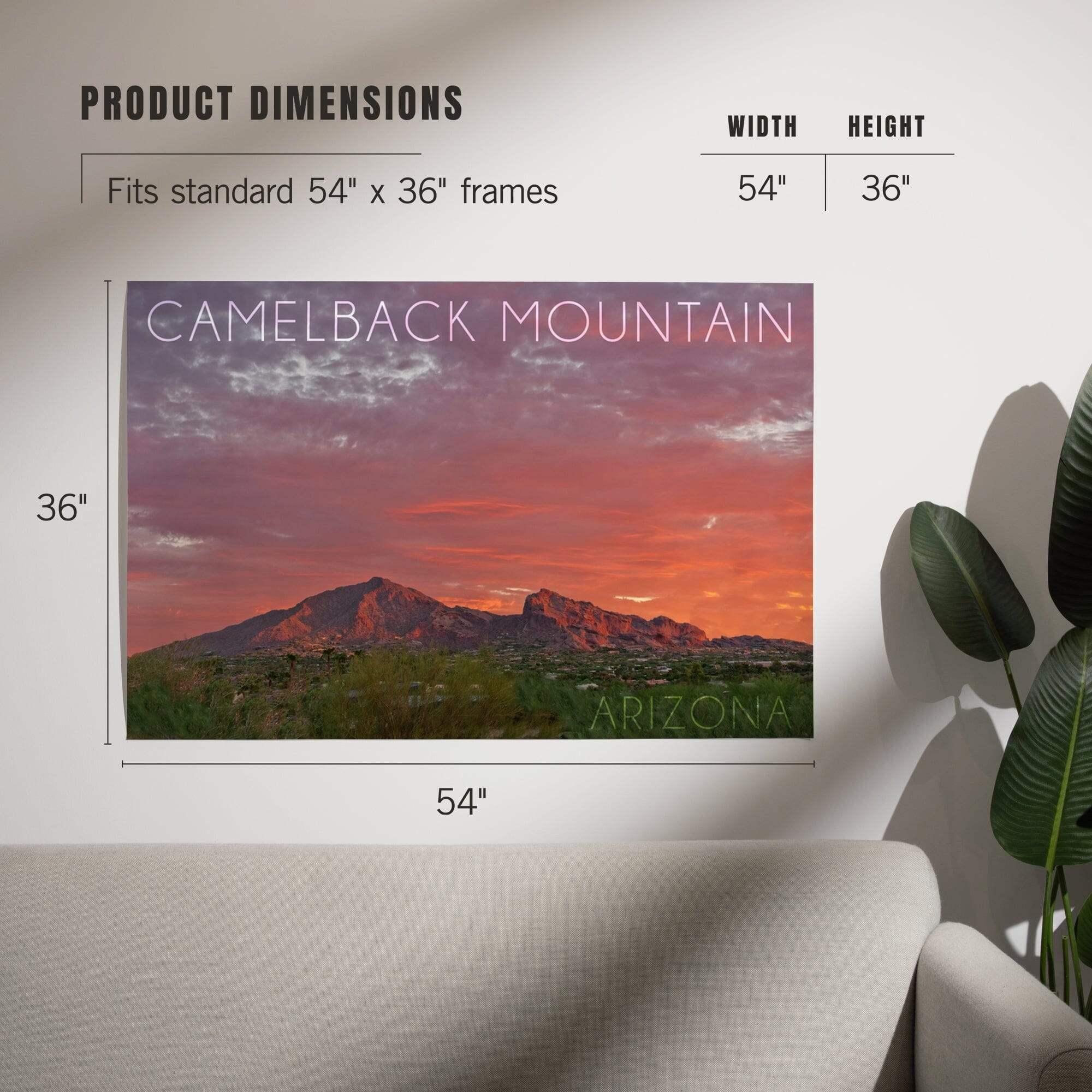Camelback Mountain, Arizona, Sunset Photography art prints, metal